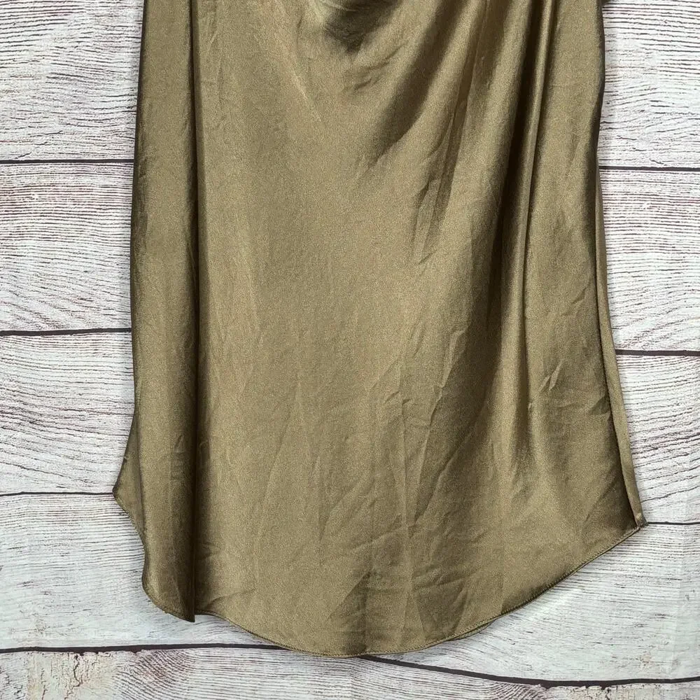 Cinq a Sept Sakura Bronze Cowl Draped Slinky 100% Silk Trendy Top Size Small - Picture 5 of 10